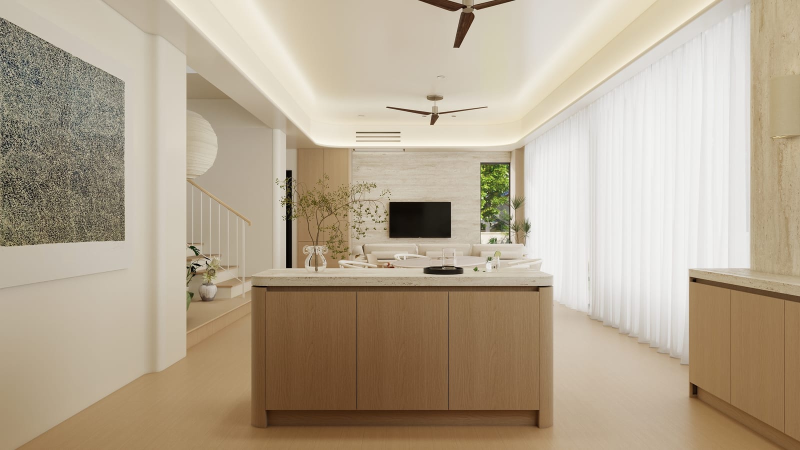 Island and stair, the heart of the home.