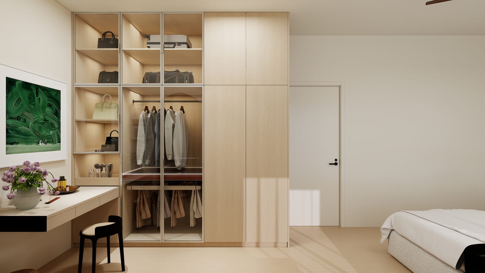 The wardrobe, opened.
